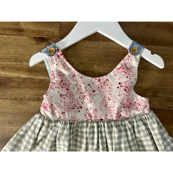 SweetHoney Sleeveless Happy Tunic Fields Of Fall Floral Gingham Ruffle Cotton 4T - Picture 3 of 8